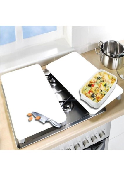 Cam Ocak Koruyucu ve Kesim Tablası Düz Beyaz (80CM x 52CM) 2 Parça, 5'li Ocaklar modelleri