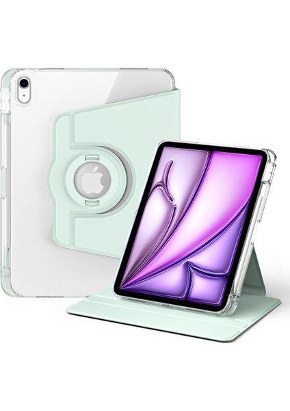 iPad Air 13 (2024) Çıkarılabilir Pu Deri Arka Akıllı Döner Stand Açık Tablet Kılıfı (Yurt Dışından)