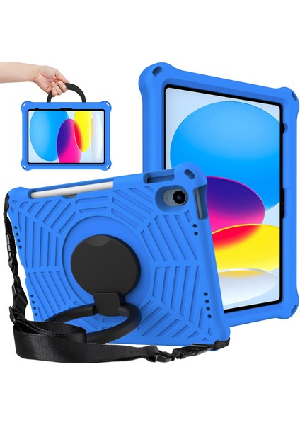 iPad 10.9 (2022) Örümcek Ağı Dokusu El Kavrama Omuz Askılı Düşmeye Dayanıklı Koruyucu Tablet Kılıfı (Yurt Dışından)