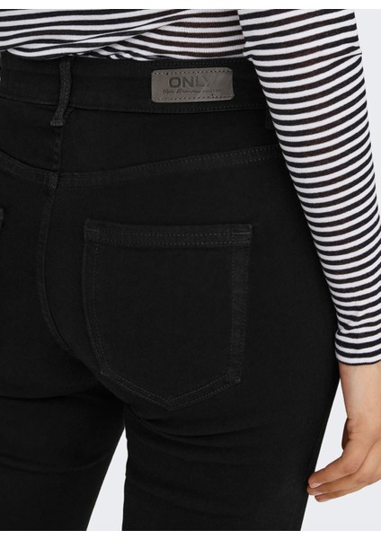 Normal Bel Geniş Paça Regular Straight Koyu Siyah Kadın Denim Pantolon Onlblush Mıd Flared Dnm REA2343 Noo fırsatları