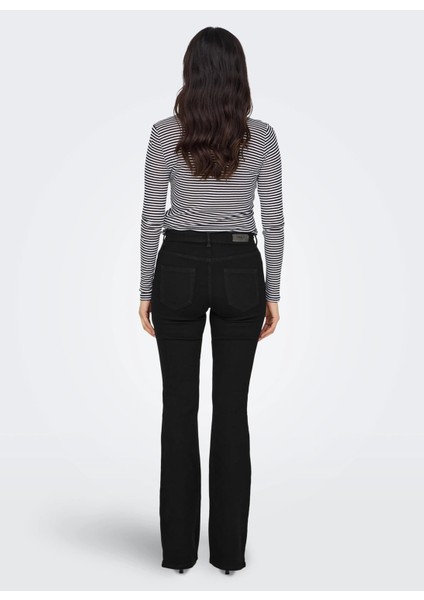 Normal Bel Geniş Paça Regular Straight Koyu Siyah Kadın Denim Pantolon Onlblush Mıd Flared Dnm REA2343 Noo indirimleri