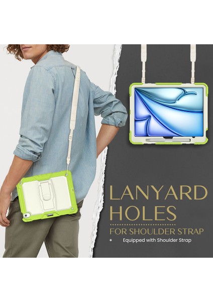 iPad Air 13 (2024) Pc Silikon Kalem Yuvası Omuz Askılı Kireç Tablet Kılıfı (Yurt Dışından) fırsatları