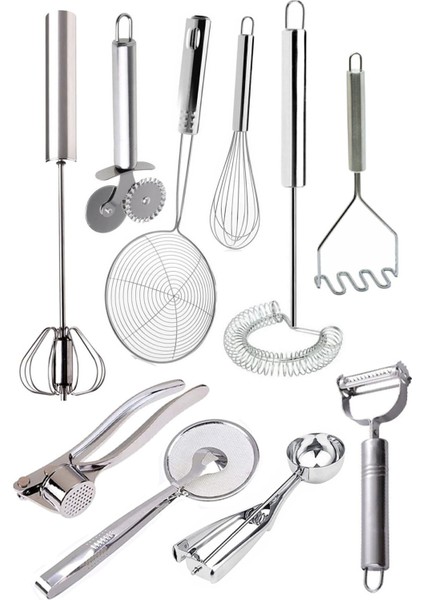 10 Parça Paslanmaz Çelik Pratik Mutfak Servis Aletleri, Çeyiz Seti