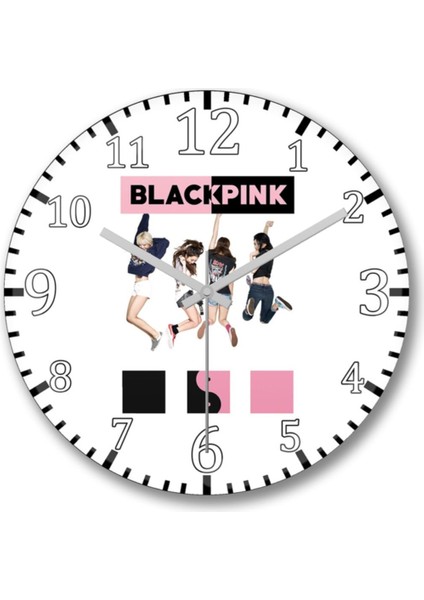 Modern siyah ve pembe duvar saati, 30x30 cm, şık ve zarif tasarım