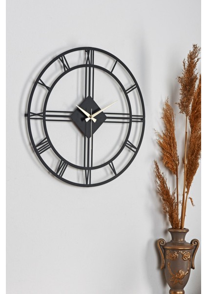 50cm Siyah Metal Duvar Saati, Sessiz Mekanizma, Modern Tasarım
