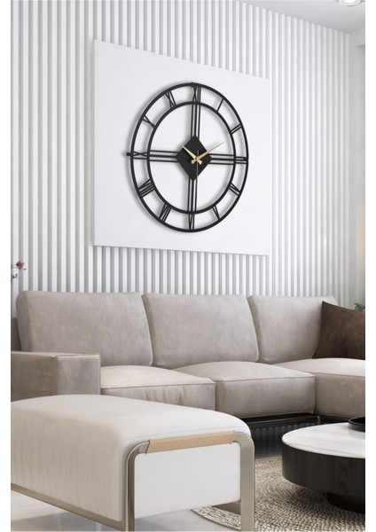 50cm Siyah Metal Duvar Saati, Sessiz Mekanizma, Modern Tasarım fırsatları