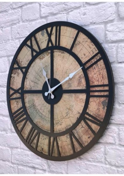 Modern yuvarlak siyah duvar saati, şık tasarım, 50 cm