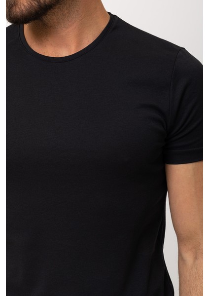 Duz Siyah Renk Slim Fit Bisiklet Yaka Basıc Erkek T-Shirt fiyatları