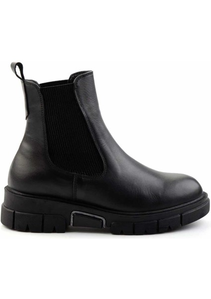 Siyah Hakiki Deri Kadın Bot & Bootie K02413041103