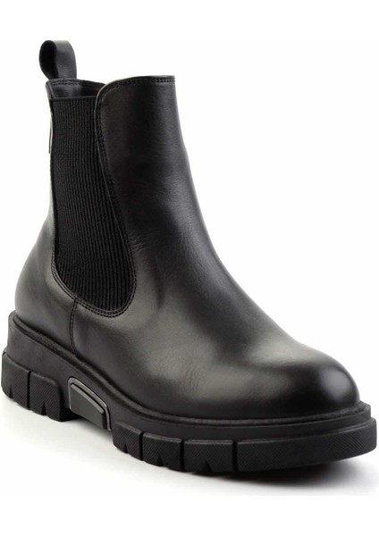 Siyah Hakiki Deri Kadın Bot & Bootie K02413041103