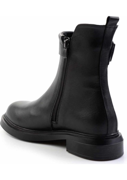 Siyah Hakiki Deri Kadın Bot & Bootie K02413041303