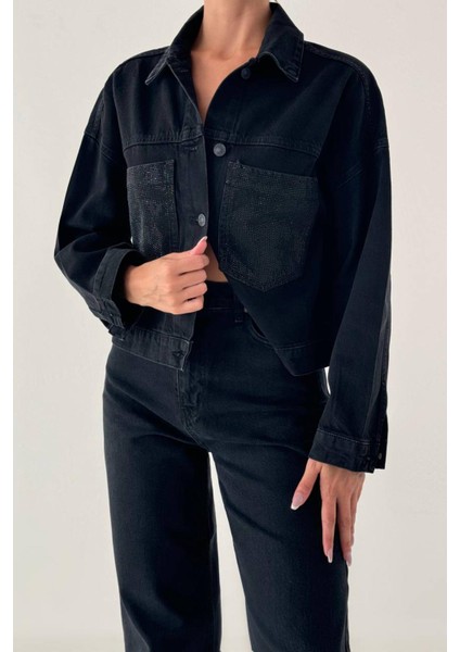 7758 Taşlı Kadın Jean Ceket