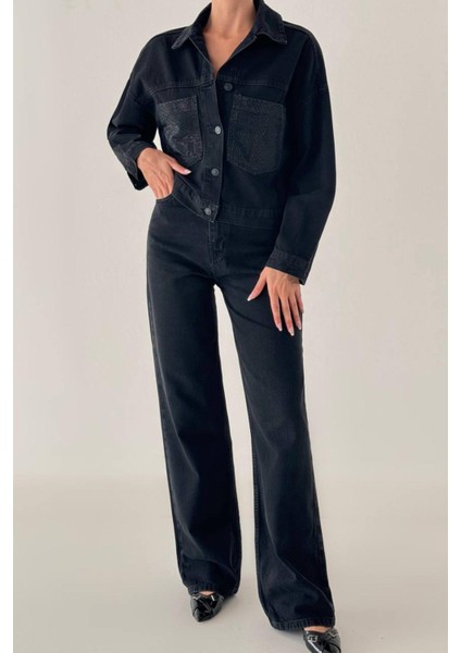 7758 Taşlı Kadın Jean Ceket fırsatları