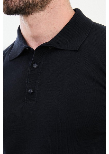 Düz Lacivert Slim Fit Polo Yaka Erkek Triko Kazak fiyatları