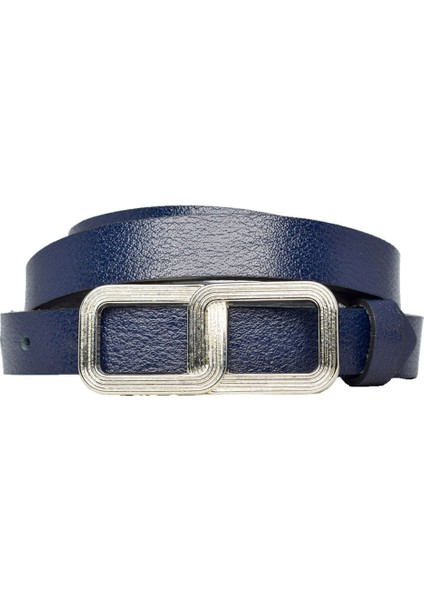 %100 Hakiki Deri, Gümüş Tokalı Ince 2 cm Lacivert Kadın Kemeri; Elbise Kemeri, Pantolon Kemeri_gözl modelleri