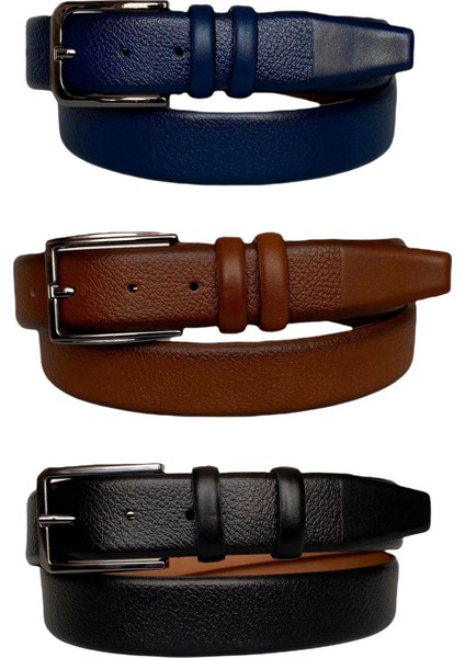 %100 Hakiki Deri 3'lü Set 3,5 cm Kumaş Pantolon Kemeri; Siyah, Kahverengi, LACIVERT=3LÜ.142-143-144 fırsatları