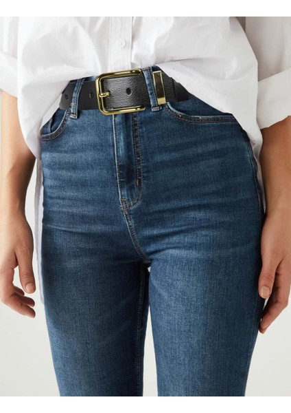 %100 Hakiki Deri Gold Tokalı, Köprülü 2'li Set Siyah, Kahverengi Kadın Kot Kemeri, 4 CM=KÖPRÜ.BYN76 fırsatları