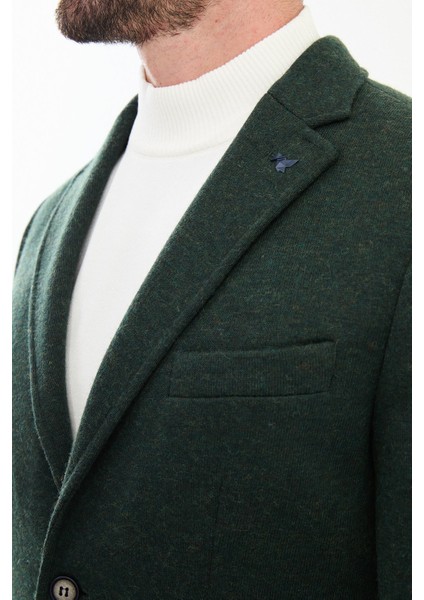 Düz Haki Slim Fit Torba Cep Mono Yaka Yün Erkek Ceket fiyatları