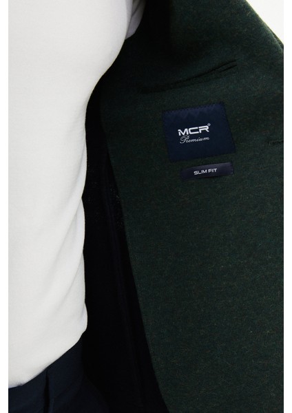 Düz Haki Slim Fit Torba Cep Mono Yaka Yün Erkek Ceket indirimleri