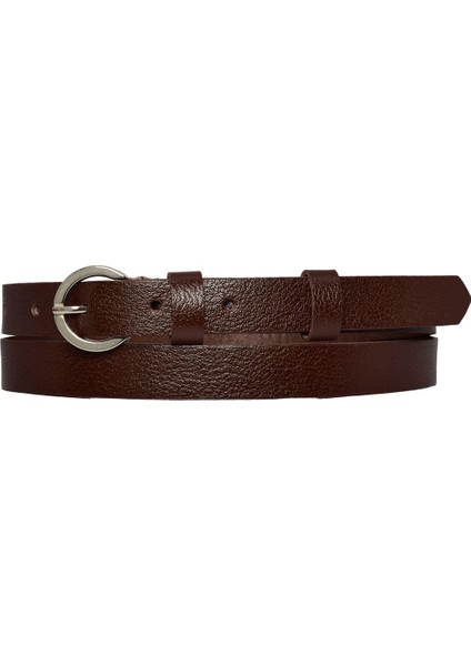 Deri, Gümüş Tokalı Ince 2 cm Koyu Kahverengi Kadın Kemeri; Elbise, Pantolon Kemeri_kilt modelleri