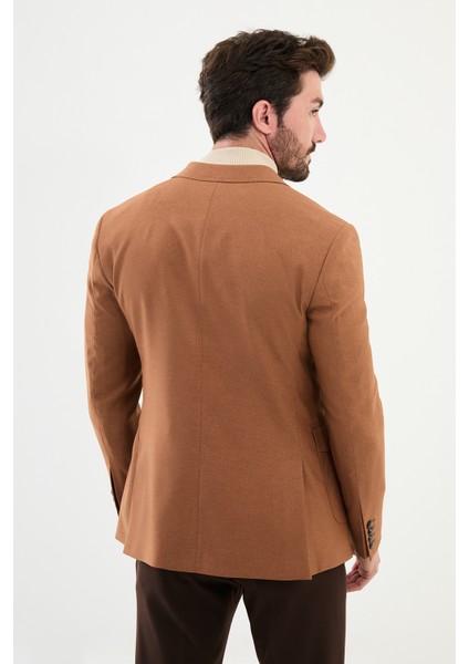 Düz Kamel Rengi Slim Fit Torba Cep Geniş Yaka Punto Dikiş Erkek Ceket fırsatları
