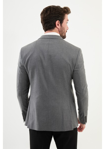 Düz Gri Slim Fit Mono Yaka Klasik Erkek Ceket fırsatları
