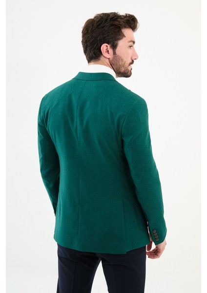 Düz Zümrüt Rengi Slim Fit Torba Cep Geniş Yaka Punto Dikiş Erkek Ceket fırsatları