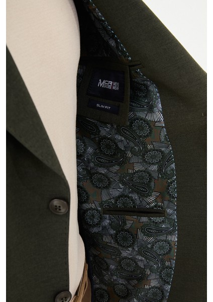 Düz Haki Slim Fit Torba Cep Geniş Yaka Punto Dikiş Erkek Ceket indirimleri