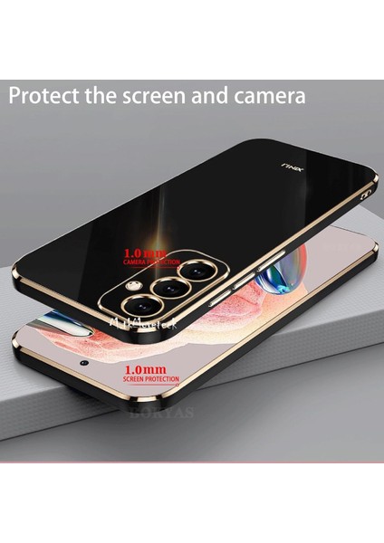 Samsung Galaxy S24 Fe Kılıf Kamera Korumalı Parlak Gold Kenarlı Altın Işleme Detaylı Yumuşak Silikon