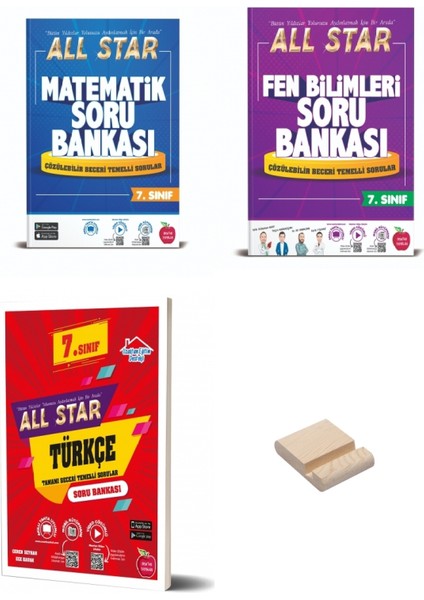 7. Sınıf All Star Matematik Fen Bilimleri ve Türkçe Soru Bankası 3lü Set - Telefon Tutucu