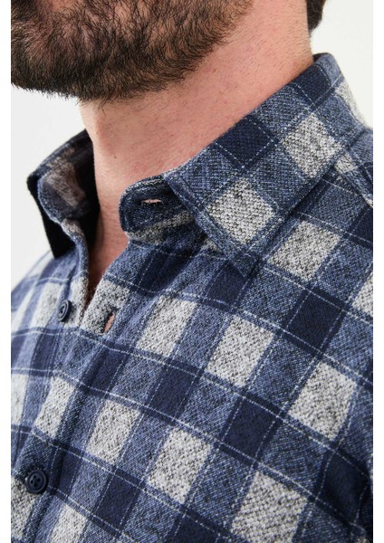 Kareli Gri Slim Fit Yün Erkek Gömlek fiyatları