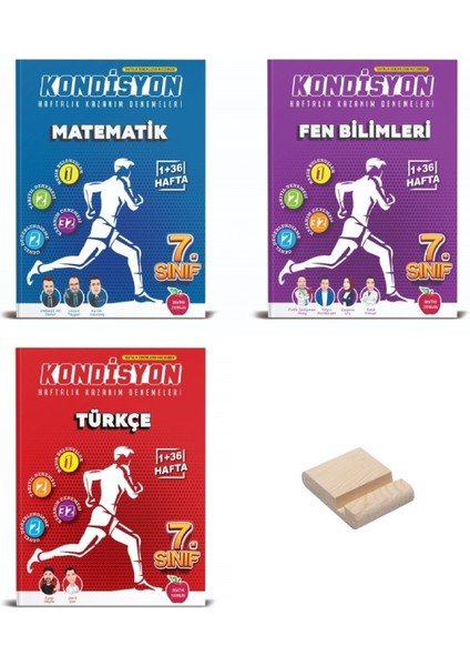 7. Sınıf Kondisyon Matematik - Fen Bilimleri ve Türkçe Deneme 3’lü Set - Telefon Tutucu