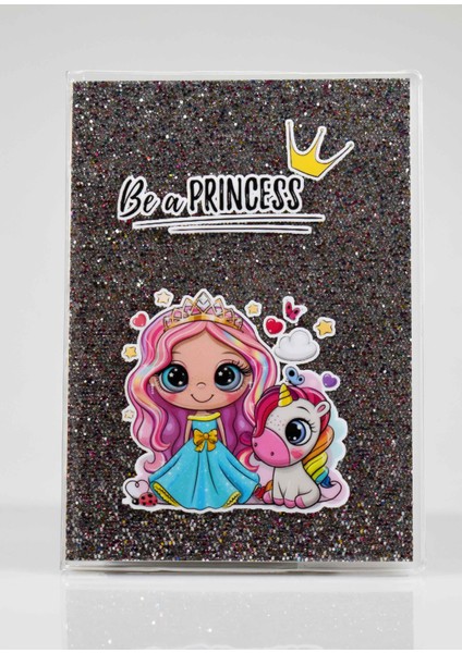 Prıncess Koyu Gri Simli Defter
