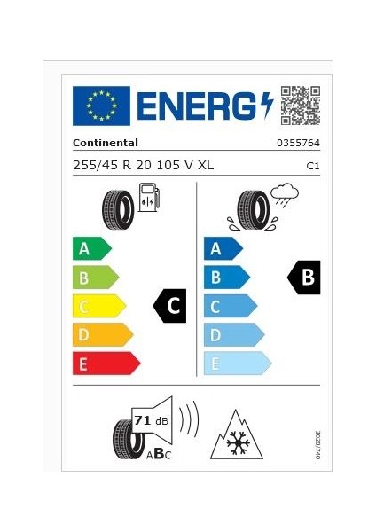 255/45 R20 105V Xl Fr Ts870P Conti Suv Kış Lastiği ( Üretim Yılı: 2024 )