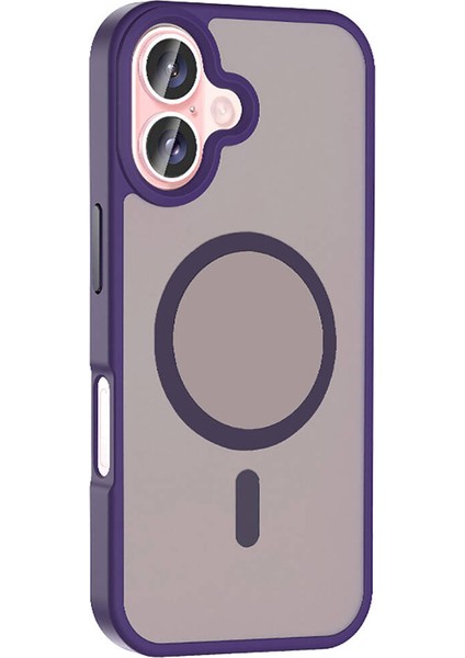 iPhone 16 Plus Kılıf Magsafe Şarj Özellikli Mat Arka Yüzey Zore Sio Kapak-Rose Gold