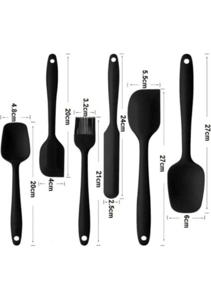 Afili Home 6 Parça Yanmaz Yapışmaz Silikon Kaşık- Spatula Seti, Silikon Pişirme Set, Silikon Spatula Seti