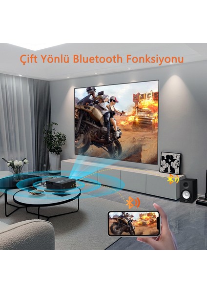 X6 1080P Full Hd LED Projeksiyon, 4K Desteği, Android, Wi-Fi, Bt 5.2, Otomatik Odaklama, 30000 Lümen Siyah