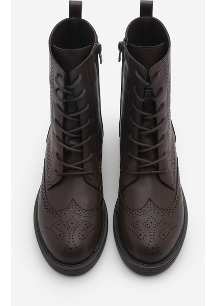 Kadın Bağcıklı Ve Fermuarlı Çiftyüz Günlük Postal Bot Lidan Kahve