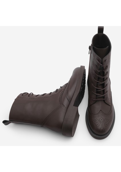 Kadın Bağcıklı Ve Fermuarlı Çiftyüz Günlük Postal Bot Lidan Kahve