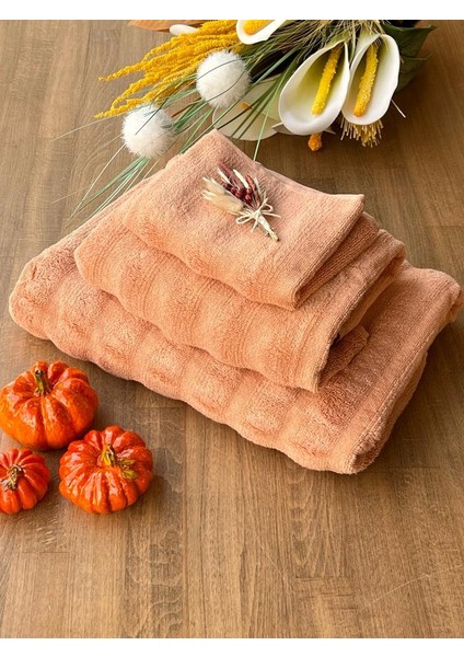 Fine Cotton Terracotta Havlu Seti 3'lü