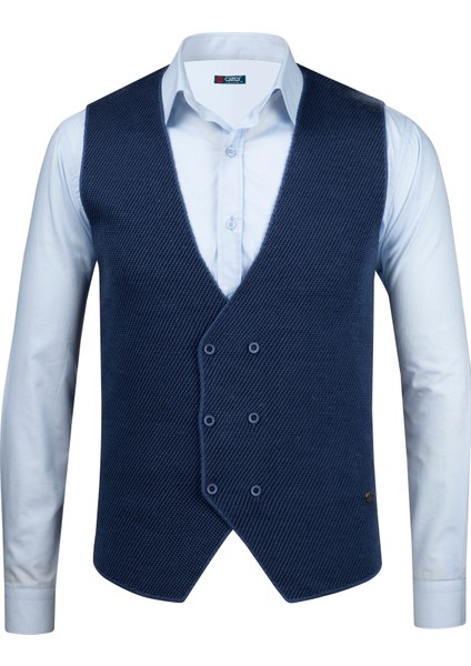 Erkek Düğmeli Spor / Regular Kalıp Triko Örme Kolsuz Yelek - 5013LS