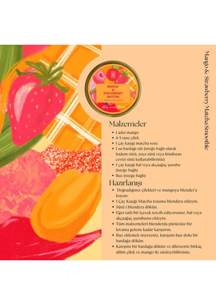 Mango & Strawberry Matcha - Mango ve Çilek Aromalı Matcha, 25 Gr