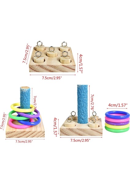 Huoxun Shop B C Stili Kuş Papağan Ahşap Platform Evcil Hayvan Eğitici Hediye Plastik Halkalar Zeka Eğitim Çiğneme Bulmaca Oyuncak Blok (Yurt Dışından)