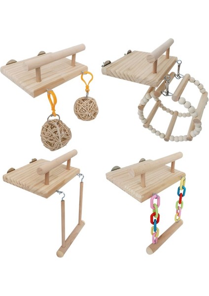 Bir Stil Kafes Oyuncak Hamster Oyun Salonu Standı ile Ahşap Salıncak Hasır Topaç Çiğneme Oyuncakları Için Aşk Kuşu Için Ahşap Kuş Tünekleri (Yurt Dışından)