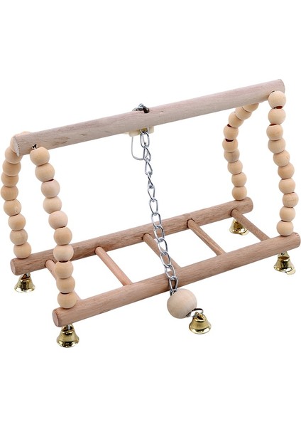 ÇANLAR-24CM Tarzı Muhabbet Kuşu Oyuncak Kuş Salıncağı Egzersiz Tırmanma Asma Merdiven Köprü Ahşap Gökkuşağı Evcil Muhabbet Kuşu Papağan Hamak Kuş Oyuncağı Çıngıraklar ile (Yurt Dışından)
