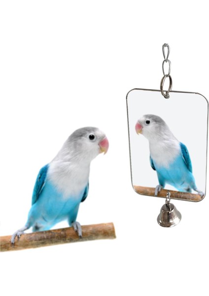 No.4 Tarzı 1 Adet Papağan Kuşu Muhabbet Kuşu Asılı Ayna Zil Oyuncağı Kafes Süsü Evcil Hayvan Malzemeleri (Yurt Dışından)
