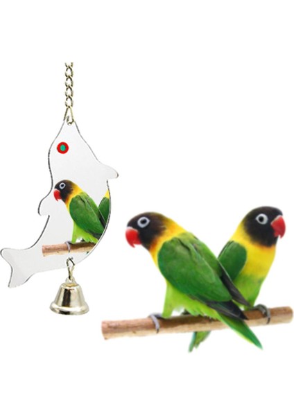 No.4 Tarzı 1 Adet Papağan Kuşu Muhabbet Kuşu Asılı Ayna Zil Oyuncağı Kafes Süsü Evcil Hayvan Malzemeleri (Yurt Dışından) fırsatları