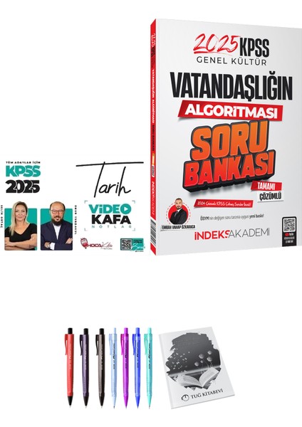 2025 KPSS Vatandaşlığın Algoritması Soru Bankası - Hoca Kafası 2025 KPSS Tarih Video Kafa Notlar + Hediyeli