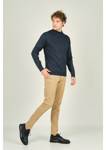 Erkek Yarım Balıkçı Yaka Yün Kazak 0004 Indigo modelleri