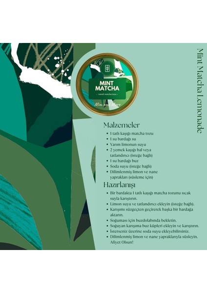 Mint Matcha - Nane Aromalı Matcha, 100 Gr